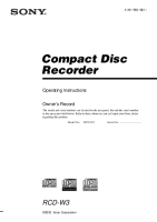 Sony RCD-W3 - Owners Manual 